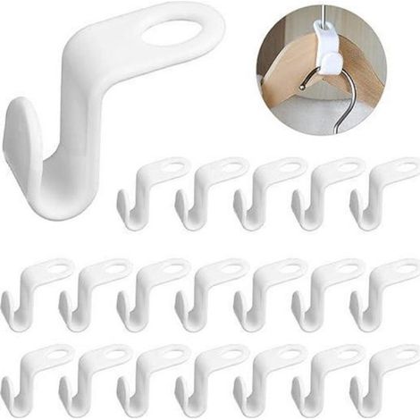 20 platzsparende Kleiderhaken weiß ideal für Kleiderschränke begehbare Kleiderschränke und Abstellräume Diese praktischen Haken sind platzsparend (1/4)
