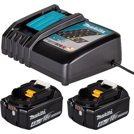 MAKITA Pack de 2 Batteries Li-Ion 18V 4Ah BL1840B + Chargeur simple DC18RC (1/5)