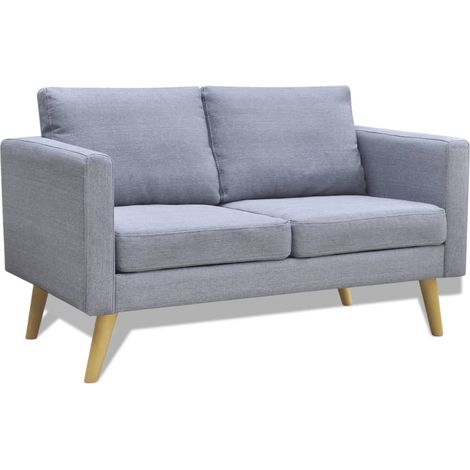 Conjunto de sofás de 2 plazas para salón interior de hogar y 3 plazas tela gris claro 020020260