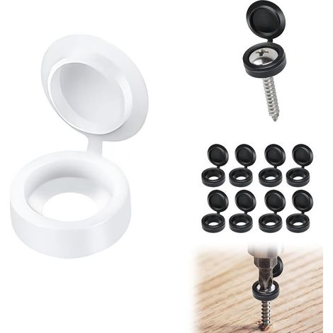 100er-Packung Klappschraubenkappen, faltbare Kunststoff-Schraubenkappen zum Schutz der Schraubenköpfe, weiß (1/5)
