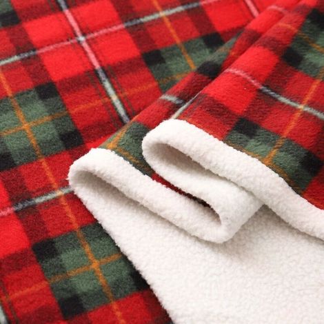 Couverture de Noël à carreaux sherpa réversible – Douceur micro peluche 100% polyester – Dimensions 100x140 cm – Confort pour canapé et TV - 100CMx140CM (1/5)