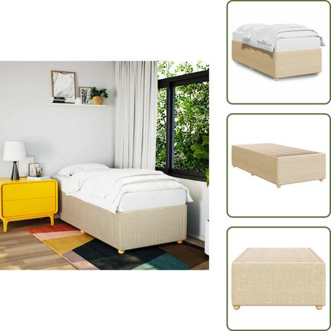 Bettgestell ohne Matratze Creme 80x200 cm Stoff - Bettgestell - Bettgestelle - Bett - Betten (1/5)