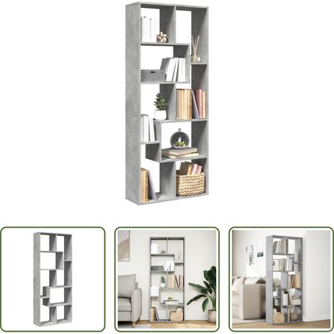 vidaXL Étagère moderne - Étagère séparatrice de pièce gris béton 67x25x161,5 cm (1/5)