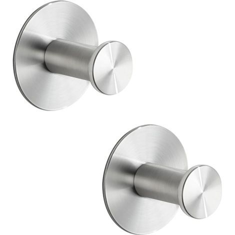 Gancho adhesivo sin taladrar para baño, gancho de pared de acero inoxidable, ganchos para toallas para dormitorio, cocina, pasillo, 2 piezas Brossédyk-alovez (1/4)