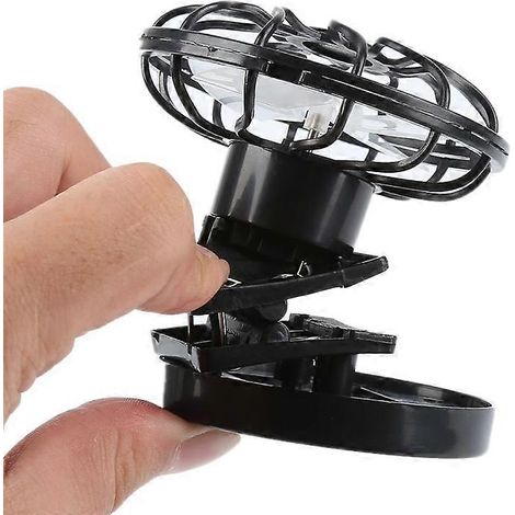 Ventilateur solaire portable à pince, économe en énergie, noir, idéal pour l'été, les voyages, la pêche et l'escalade. Panneau solaire rafraîchissant. (1/5)