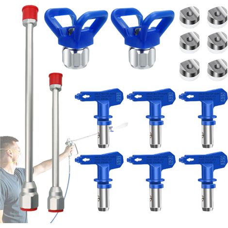 2 Prolongateur,Accessoire pistolet,14 Buse réversible,Garde buse,Acier inoxydable,Peinture bâtiment (1/5)
