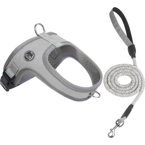 Ensemble harnais et laisse pour chien, harnais anti-traction, gilet en maille respirante réfléchissante réglable, pour chiens et chats (1/5)