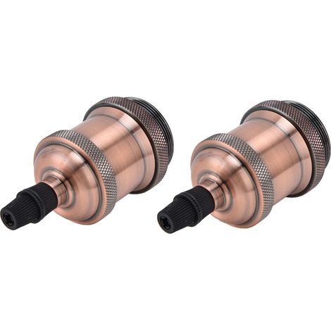 Lot de 2 douilles de lampe vintage rétro en aluminium, accessoires de bricolage pour ampoules vintage E26/27, bronze rouge (1/5)