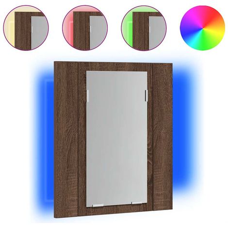 Armoire à miroir LED de salle de bain chêne marron 40x12x45 cm (1/5)