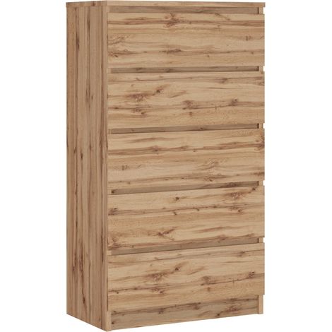 Cassettiera 5 cassetti, Rovere Wotan, 70 x 39 x 125 cm (1/4)