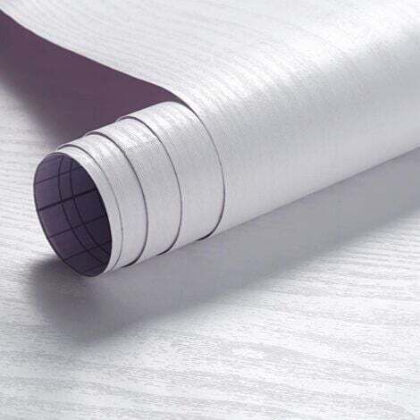 Papier peint autocollant - Sticker imitation bois blanc - Autocollant, amovible, imperméable, convient pour les armoires et les plans de travail (60x300cm) (1/5)