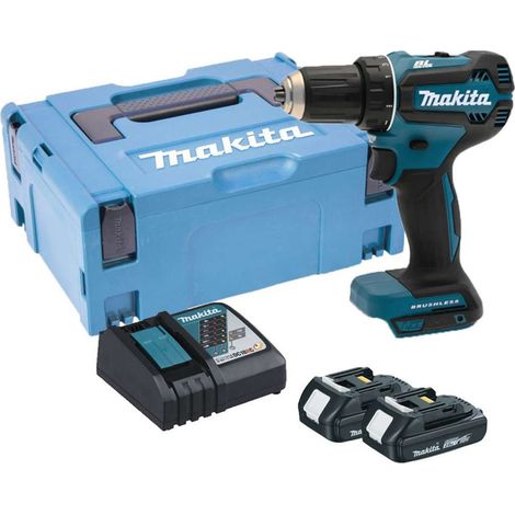 Makita Utensili - Trapano avvitatore a batteria 18V, 2x batterie da 2,0 Ah, caricabatterie DDF485RAJ