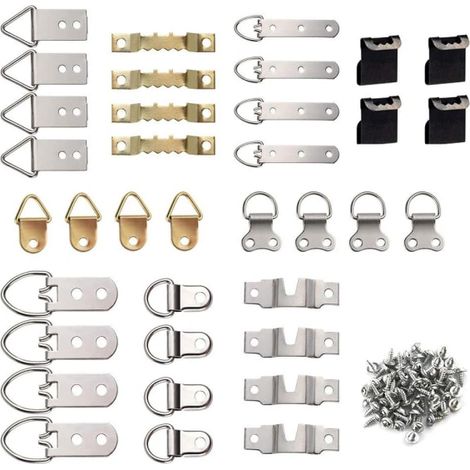 96 crochets pour cadres photo, petits supports de suspension pour tableaux et photos, accessoires de fixation murale pour décoration, salon, chambre, bureau et galerie