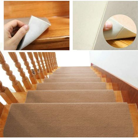 Tappetino per scale in poliestere,marrone, set da 15, antiscivolo, 65x25 cm (1/5)