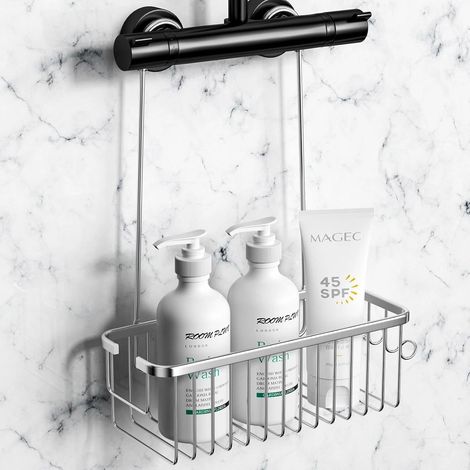 Etagere Douche a Suspendre, Porte Gel Douche Salle de Bain, Porte Produit Douches Sans Perçage(Argent) (1/5)