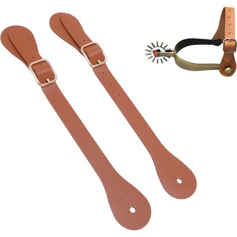 Paires de Éperons en Cuir Réglables pour Équitation et Ranch Brun (1/5)