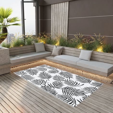 Outdoor-Teppich ARAKIL Weiß und Schwarz 160x230 cm PP