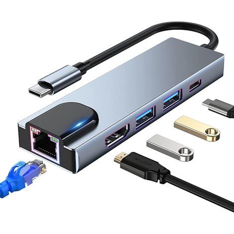 Adaptateur multiport USB-C Hub Station d'accueil USB-C 5 en 1 avec HDMI 4K (1/5)