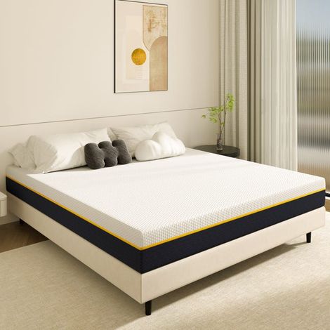 Dewinner – Matelas mémoire de forme 140 x 190 cm – Hauteur 17 cm – Fermeté moyenne – Éponge en fibre de charbon de bambou – Anti-humidité – Hypoallergénique (1/5)