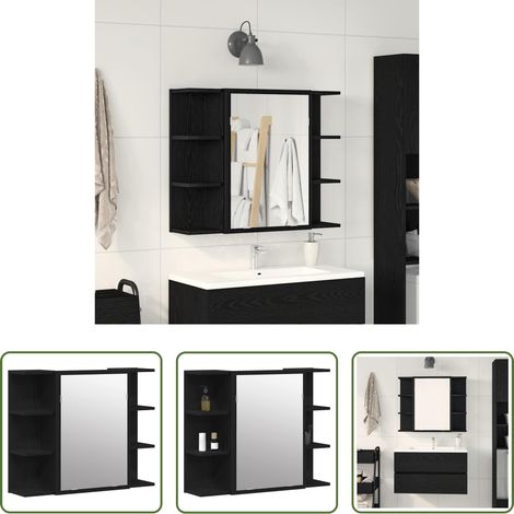 vidaXL Armoire miroir bois - Armoire Miroir Chêne noir 80 x 20,5 x 64 cm Bois d'ingénierie (1/5)