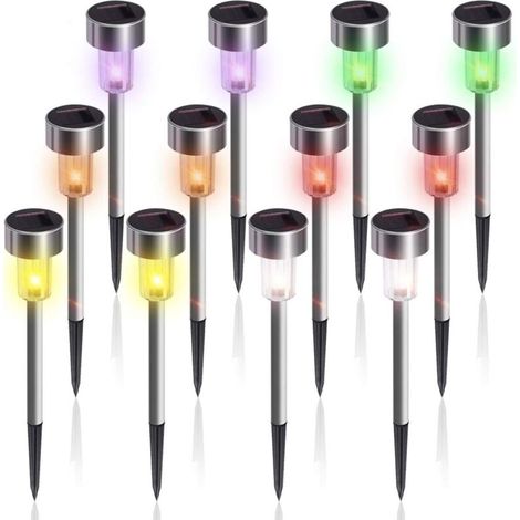LED-Solar-Gartenleuchte, Edelstahl, 6 Farben, wasserdicht, ideal für Außenbereich, Hof, Weg (1/4)