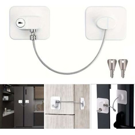 Serrures de sécurité polyvalentes, serrure de porte d'armoire sans perçage, serrure de fenêtre, boucle de verrouillage de réfrigérateur, blanc (1/4)