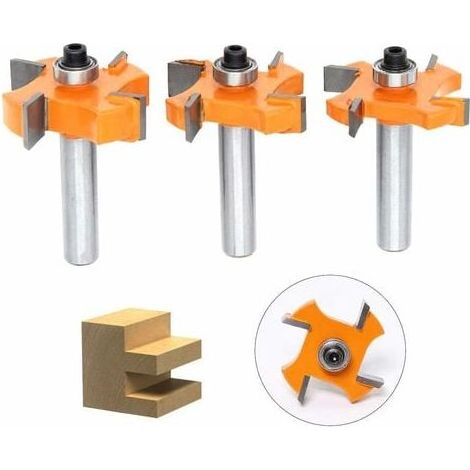 LaBlanc – 3-teiliges Nut- und Feder-Fräserset, 4 x 8 mm T-förmige Kugelköpfe – Holzbearbeitungsfräser, Werkzeuge für Türen, Tische, Regale, Wände und mehr (1/5)
