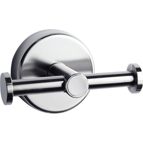 Appendiabiti bagno con doppio gancio laterale in acciaio inox lucido  Monde-C kamalu