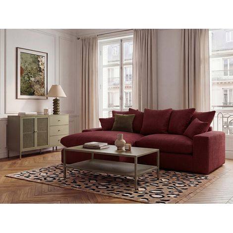 BOBOCHIC - Canapé d'angle réversible compact NEVADA tissu lisse Rouge (1/5)