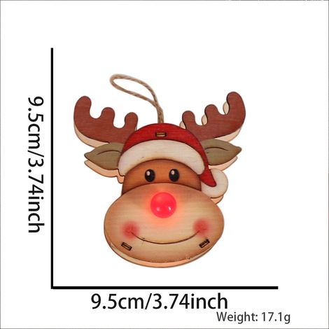 Lot de 3 pendentifs de Noël en bois avec lumière LED, motif Père Noël, renne et bonhomme de neige, pour décorer votre sapin. (1/5)