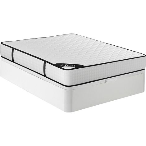Set 160 x 200 cm rete contenitore bianco + materasso molle insacchettate 7 zone e memory foam sp.22cm - LUREAN di YSMÉE