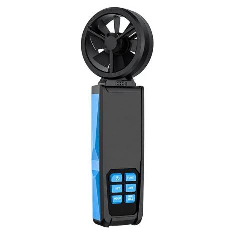 Anémomètre portable haute précision double roulement 8 pales, écran LCD couleur rétroéclairé, 6 modes mesure, maintien données, indicateur batterie (1/5)