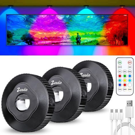 Touch LED Cabinet Light with Remote Control, Rechargeable Lighting for Kitchen with Push Button Switch Dimmable for Living Room, Bedroom, Basement, etc.(Pack of 3) (1/5)