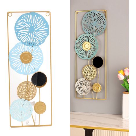 Decoración de pared moderna de metal, estilo minimalista, ligera y elegante, para salón, oficina o dormitorio, arte en hierro, dimensiones 60 x 22 cm. (1/5)