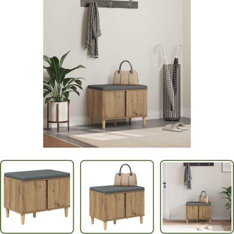 vidaXL Sitzbank -  Flurbank mit Kissen mit Speicher Artisan-Eiche 60 x 38 x 46 cm (1/5)
