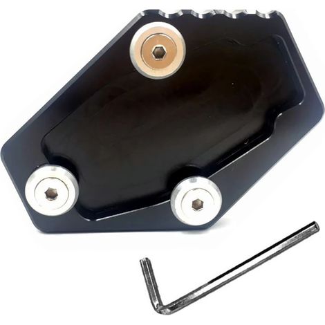 (Noir) Compatible avec les motos Ducati Multistrada Monster 795, 796, 821, 1200 et 1200S : extension de béquille latérale, support élargi, plaque de support maxpower (1/4)