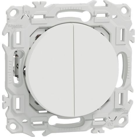 Double va-et-vient ou poussoir - 10 AX - Odace - S925214 - Schneider - Blanc craie