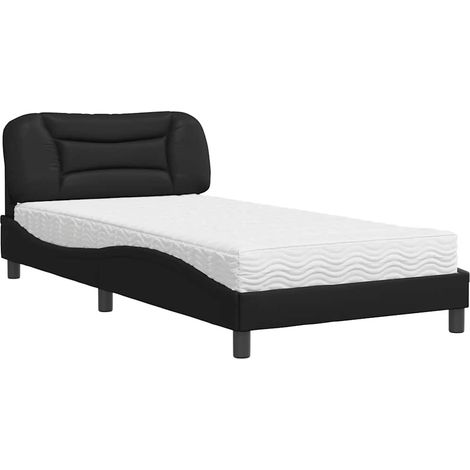 Lit simple,Lit adulte,Lit avec matelas noir 100x200 cm similicuir CFW22871 (1/5)