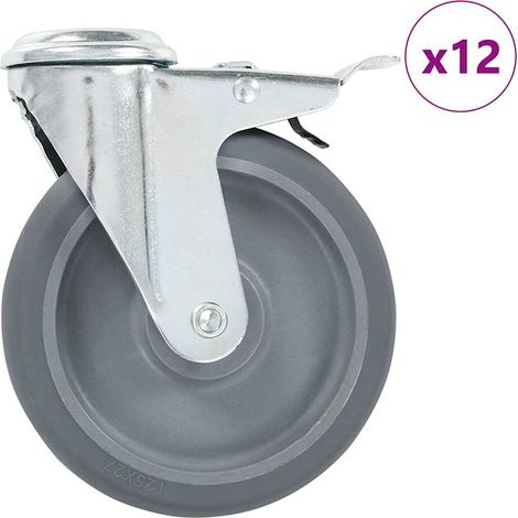 vidaXL 12 pcs Bolt Hole Swivel Casters 125 mm (1/5)