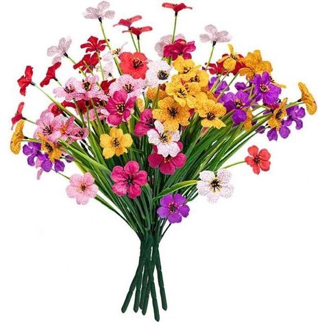 Künstliche Gartenblumen, 6er-Packung farbechte künstliche Kunststoffpflanzen zur Dekoration von Garten, Veranda und Fenster (gemischte Farben) (1/5)