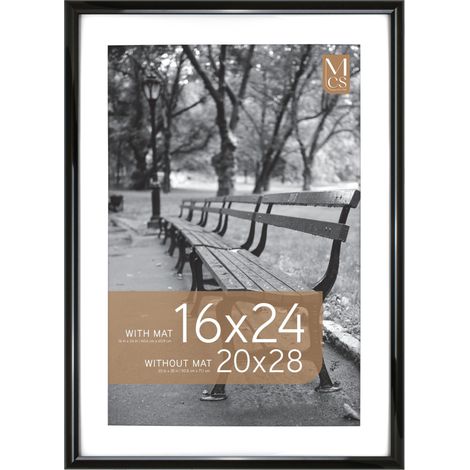 Grand cadre photo de 50,8 x 71,1 cm - Affichage photo de 40,6 x 61 cm avec passe-partout ou 50,8 x 71,1 cm sans passe-partout, vertical et horizontal - Pour photos et affiches, noir (1/5)