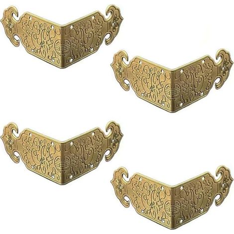Sollbry Set mit 4 dekorativen Eckenschützern im Vintage-Stil aus antikem Messing für Möbel, Tische, Stühle und TV-Ständer (1/5)