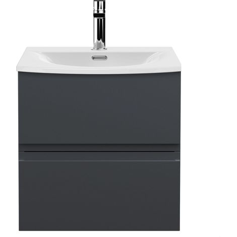 Mavesyn Contemporary 2 Drawer Wall Hung Vanity Unit with Curved Basin, Dark Grey, 500mm