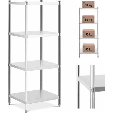 Estantería metálica para almacenamiento en catering, con capacidad de hasta 200 kg, 70 x 60 x 180 cm.