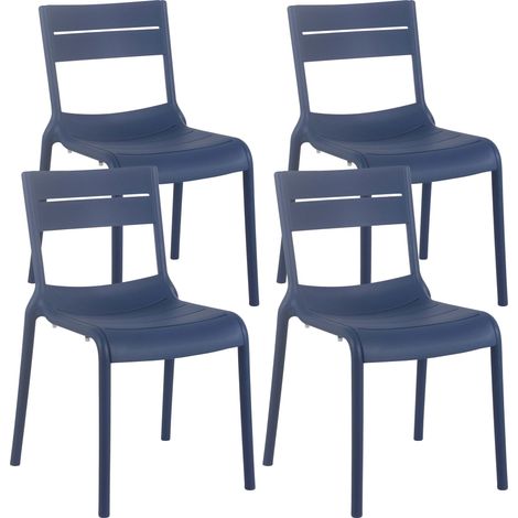 Lot de 4 chaises de terrasse en plastique bleu pacific