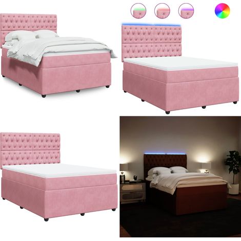 vidaXL Boxspringbett mit Matratze Rosa 140x200 cm Samt (1/5)