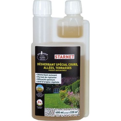FP – Désherbant bio ultra concentré 500 g/L – Efficacité en 3h – Autodoseur pratique – Pour cour, allée et terrasse – 400ml