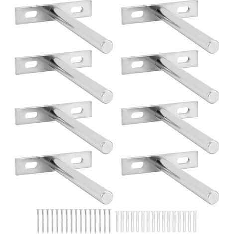 8 pezzi di staffe invisibili per mensole da parete - 100 mm - Supporti per mensole galleggianti in ferro pieno