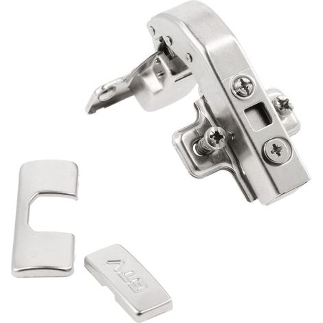 Charnière d'angle à bras court, pour porte en applique, fermeture amortie soft close, réglage 3D, angle d'ouverture 97, montage slide-on, pour meuble de cuisine (1/2)