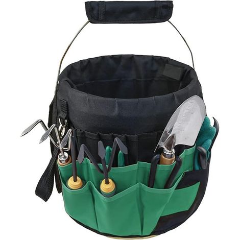Gardening tool bucket bag with 42 pockets - multifunctional Oxford/canvas exterior, more robust, for women and men